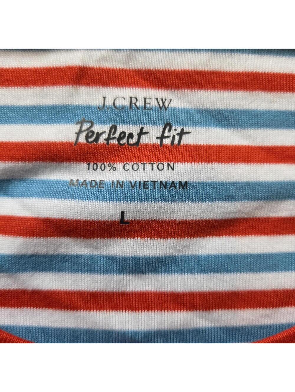 J.Crew Perfect Fit Striped Cotton T-Shirt Large - Picture 2 of 7